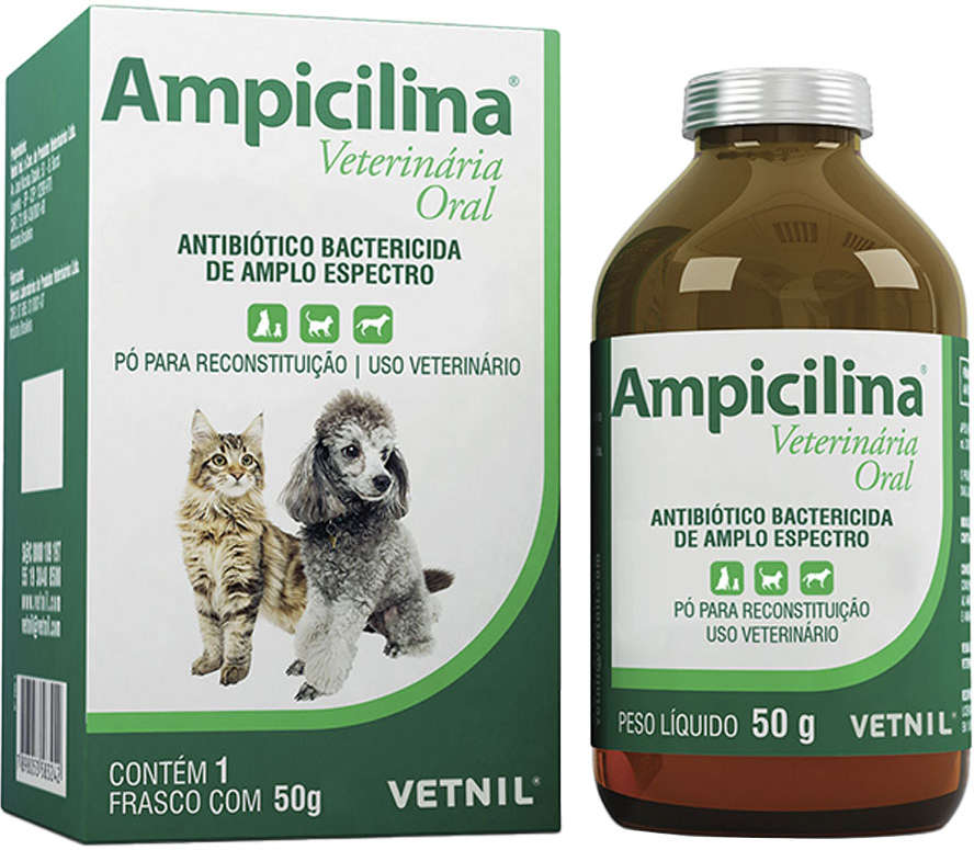 Antibiótico Vetnil Ampicilina para Cães e Gatos - 50 g