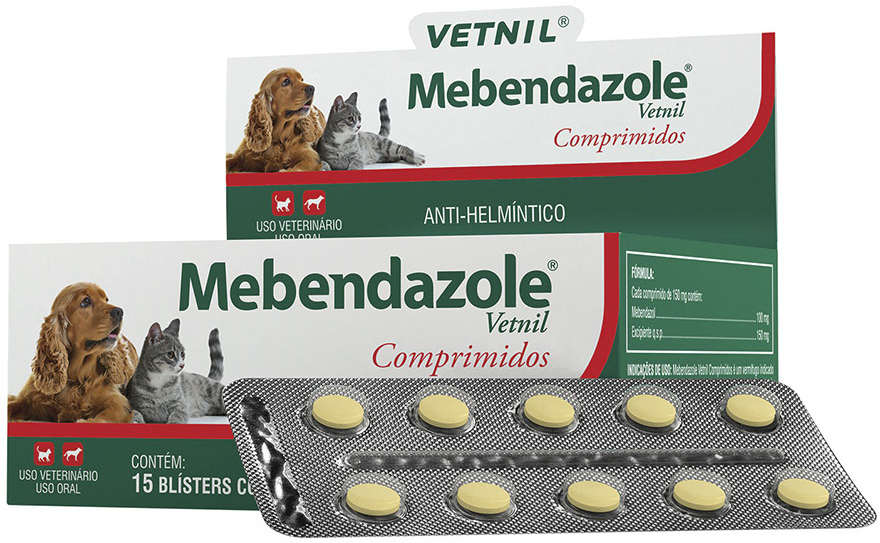 Vermífugo Vetnil Mebendazole 150 mg para Cães e Gatos - 10 Comprimidos