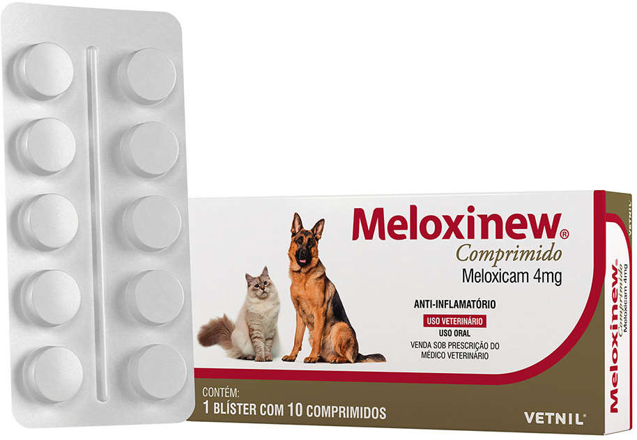 Anti-Inflamatório Vetnil Meloxinew 4 mg para Cães e Gatos - 10 Comprimidos