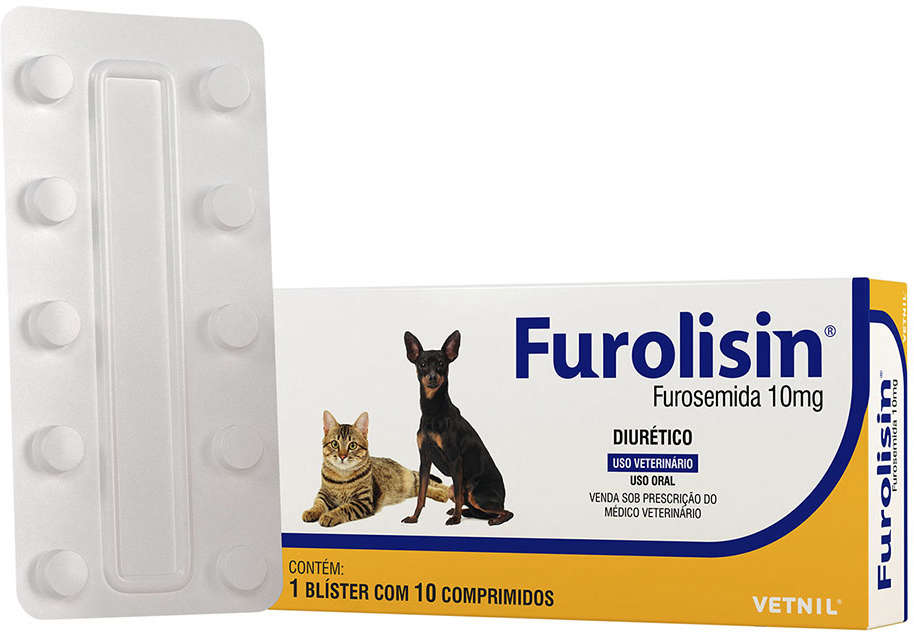 Diurético Vetnil Furolisin Comprimido 10 mg para Cães e Gatos - 10 Comprimidos