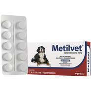 Anti-inflamatório Vetnil Metilvet 40 mg para Cães e Gatos - 10 Comprimidos