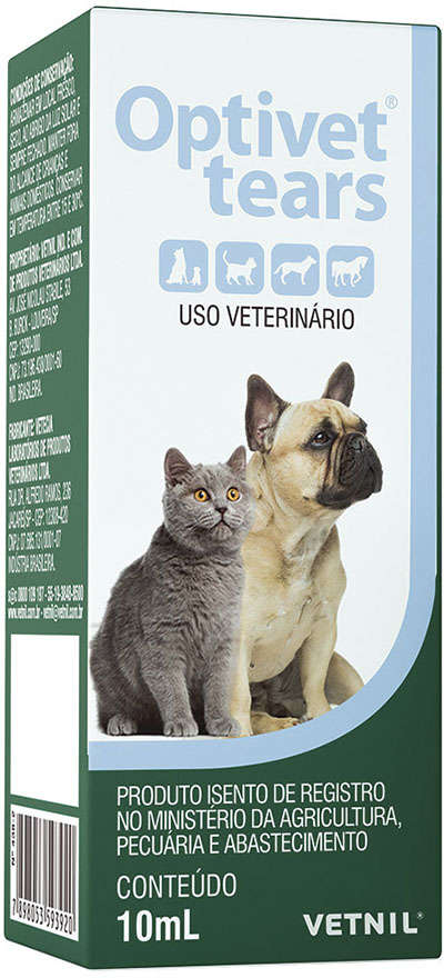 Solução Oftálmica Vetnil Optivet Tears Pet para Cães e Gatos - 10 ml
