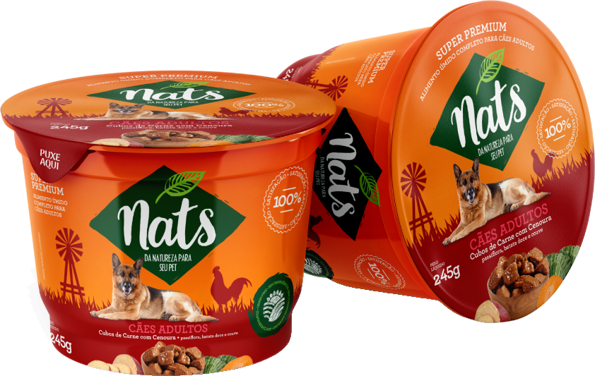 Ração Úmida Nats Cubos de Carne com Cenoura para Cães Adultos - 245 g