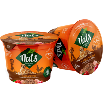 Ração Úmida Nats Cubos de Frango com Arroz para Cães Adultos