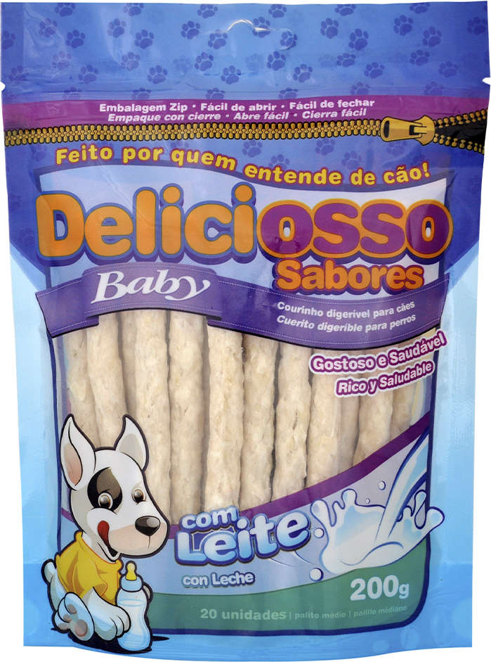 Ossinho XisDog Deliciosso Palito Medio Baby Leite - 200 g