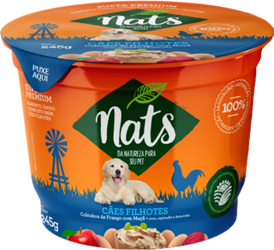 Ração Úmida Nats Cubinhos de Frango com Maçã para Cães Filhotes - 245 g