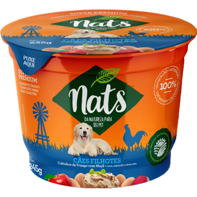 Ração Úmida Nats Cubinhos de Frango com Maçã para Cães Filhotes