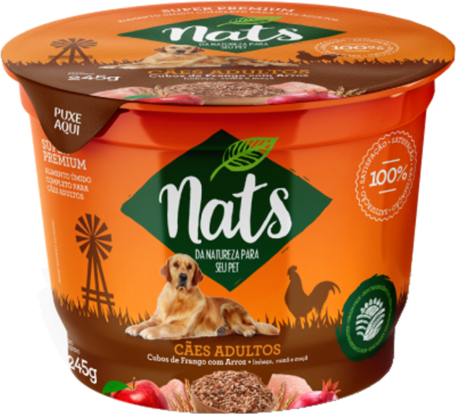Ração Úmida Nats Cubos de Frango com Arroz para Cães Adultos - 245 g