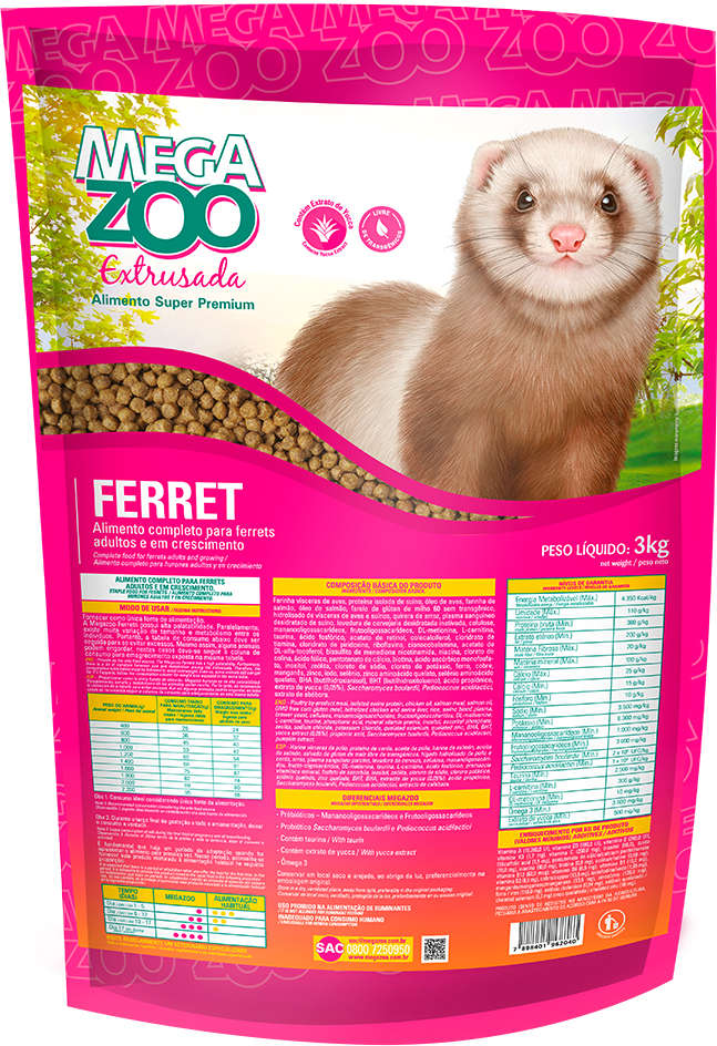 Ração Megazoo para Ferrets Adultos - 3Kg