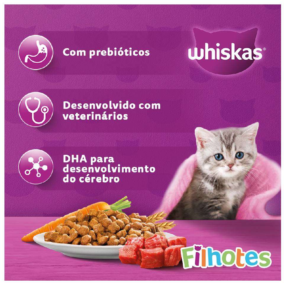 Ração Whiskas Carne e Leite para Gatos Filhotes - 2,7Kg