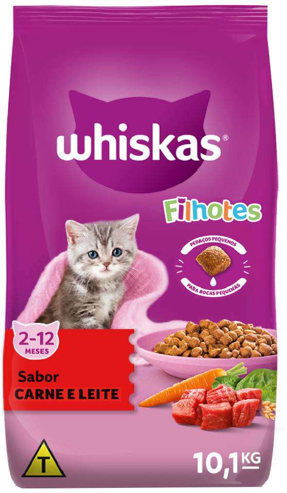 Ração Whiskas Carne e Leite para Gatos Filhotes - 10,1Kg