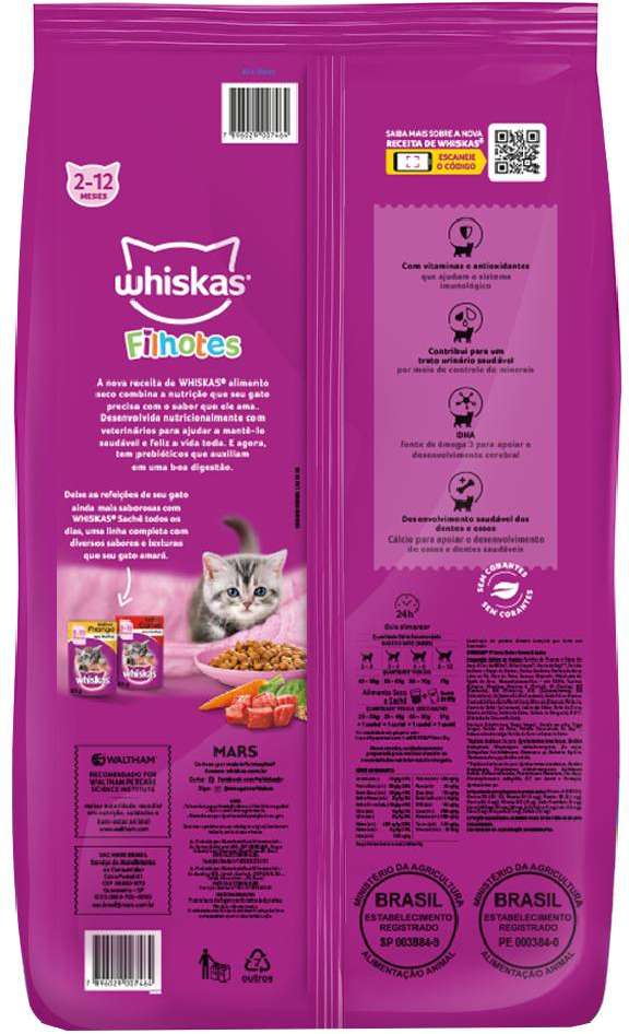 Ração Whiskas Carne e Leite para Gatos Filhotes - 10,1Kg