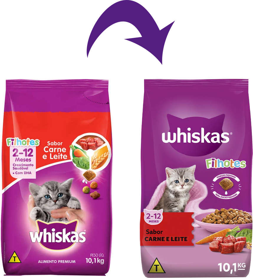 Ração Whiskas Carne e Leite para Gatos Filhotes - 10,1Kg