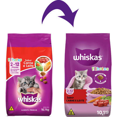 Ração Whiskas Carne e Leite para Gatos Filhotes