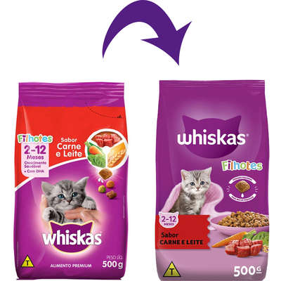 Ração Whiskas Carne e Leite para Gatos Filhotes