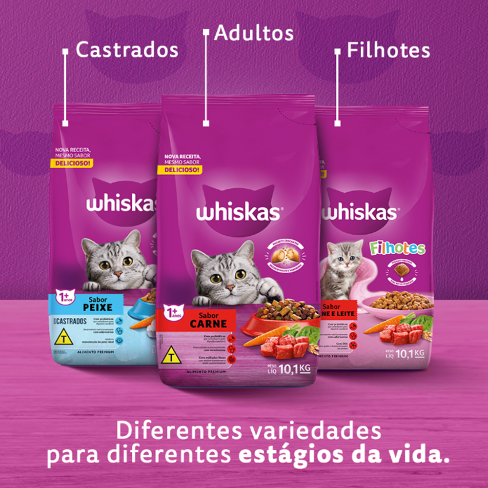 Ração Whiskas Carne para Gatos Adultos - 10,1Kg