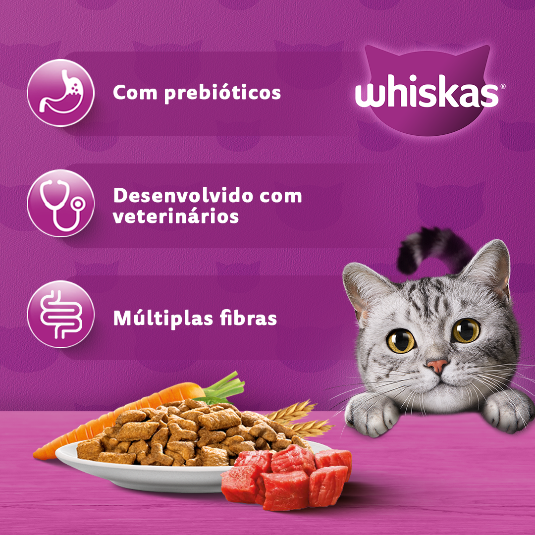 Ração Whiskas Carne para Gatos Adultos - 10,1Kg