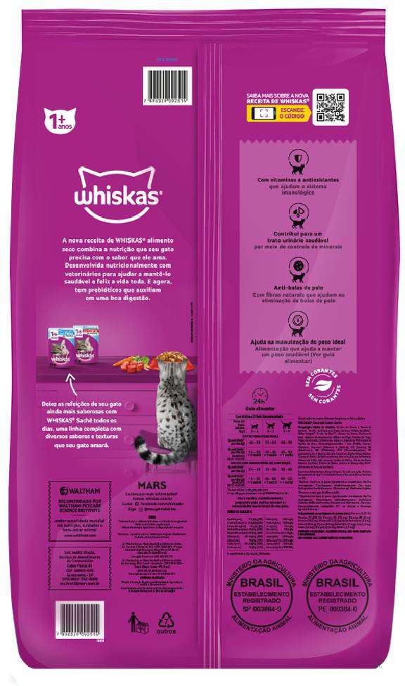Ração Whiskas Carne para Gatos Adultos Castrados - 10,1Kg