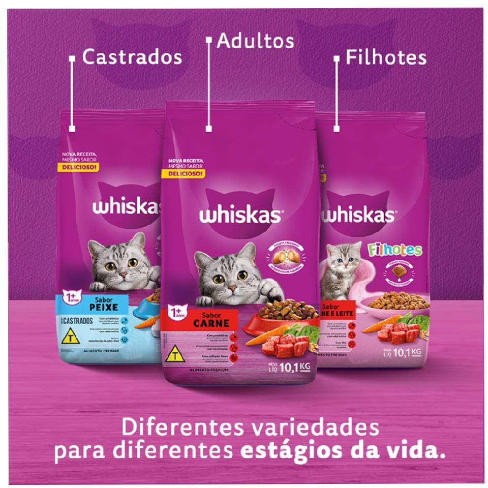 Ração Whiskas Carne para Gatos Adultos Castrados - 10,1Kg