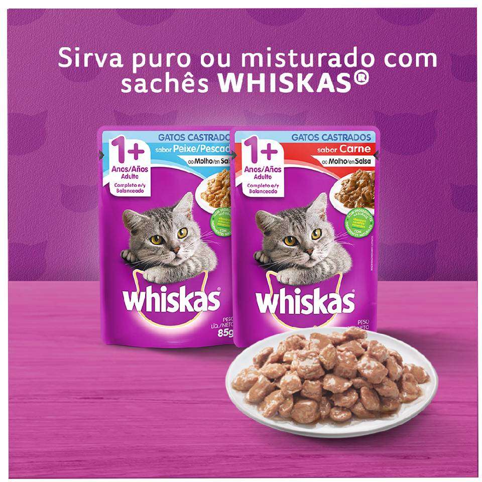 Ração Whiskas Carne para Gatos Adultos Castrados - 10,1Kg