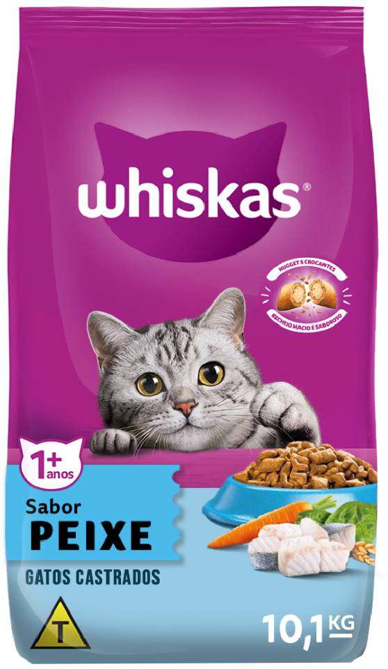Ração Seca Whiskas Peixe para Gatos Adultos Castrados - 10,1Kg