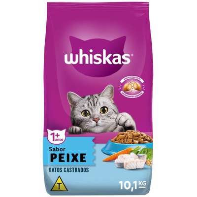 Ração Seca Whiskas Peixe para Gatos Adultos Castrados