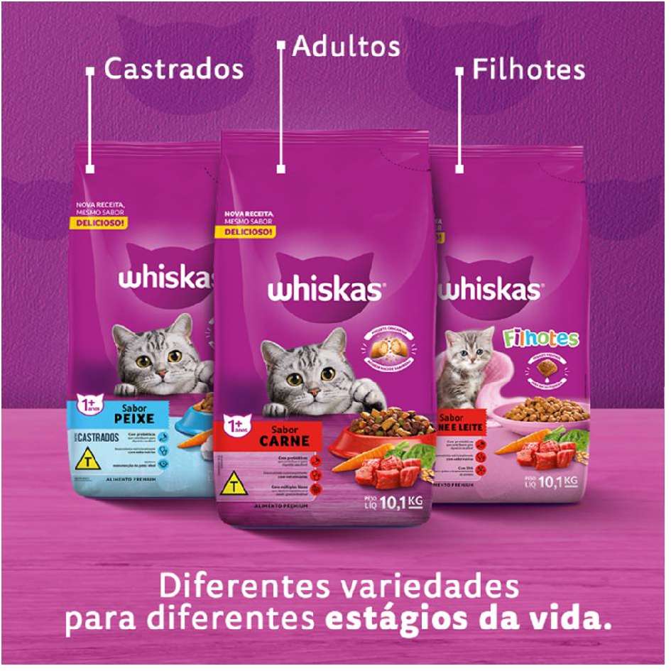 Ração Seca Whiskas Peixe para Gatos Adultos Castrados - 2,7Kg