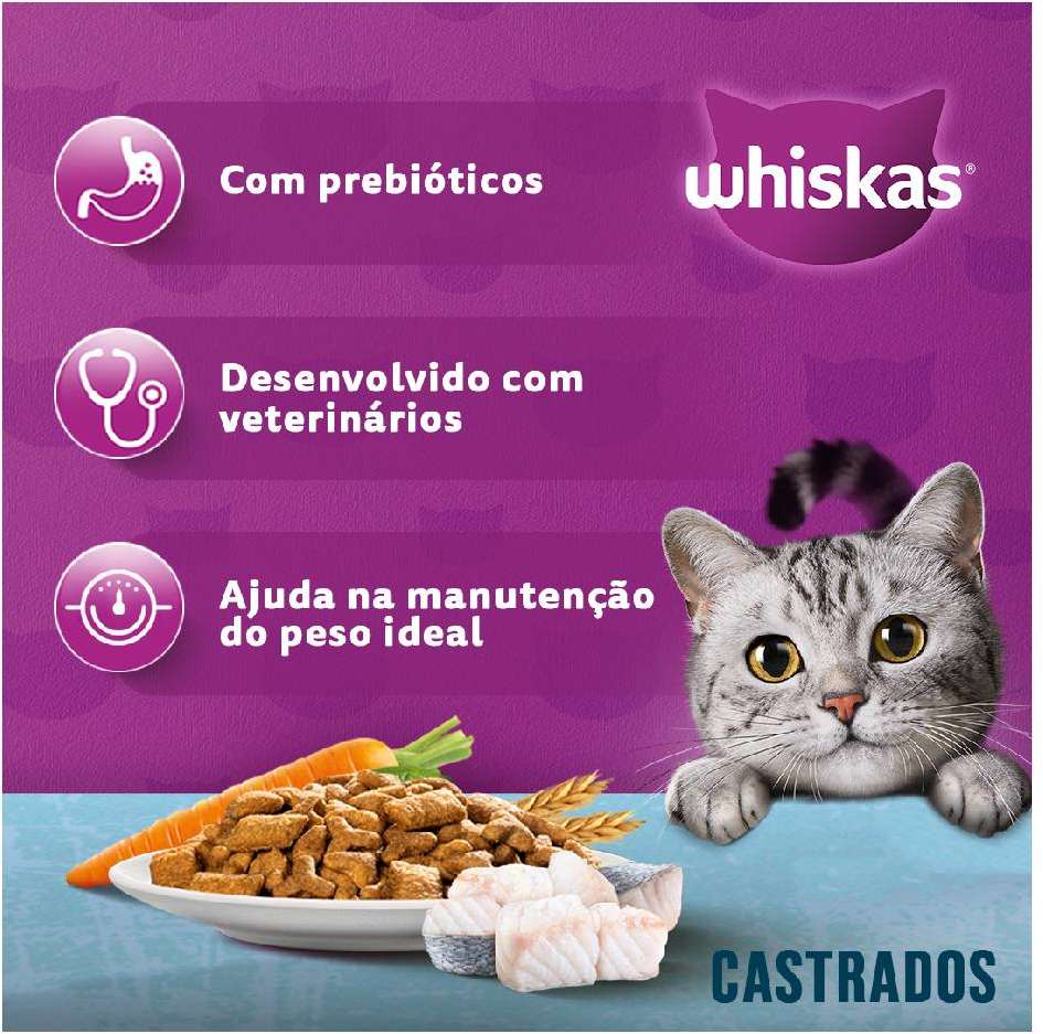Ração Seca Whiskas Peixe para Gatos Adultos Castrados - 2,7Kg