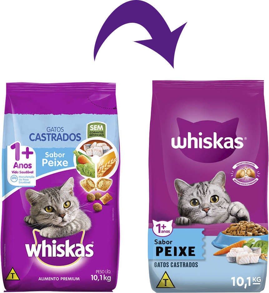 Ração Seca Whiskas Peixe para Gatos Adultos Castrados - 10,1Kg