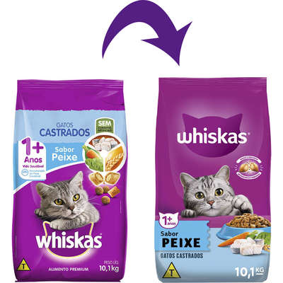 Ração Seca Whiskas Peixe para Gatos Adultos Castrados