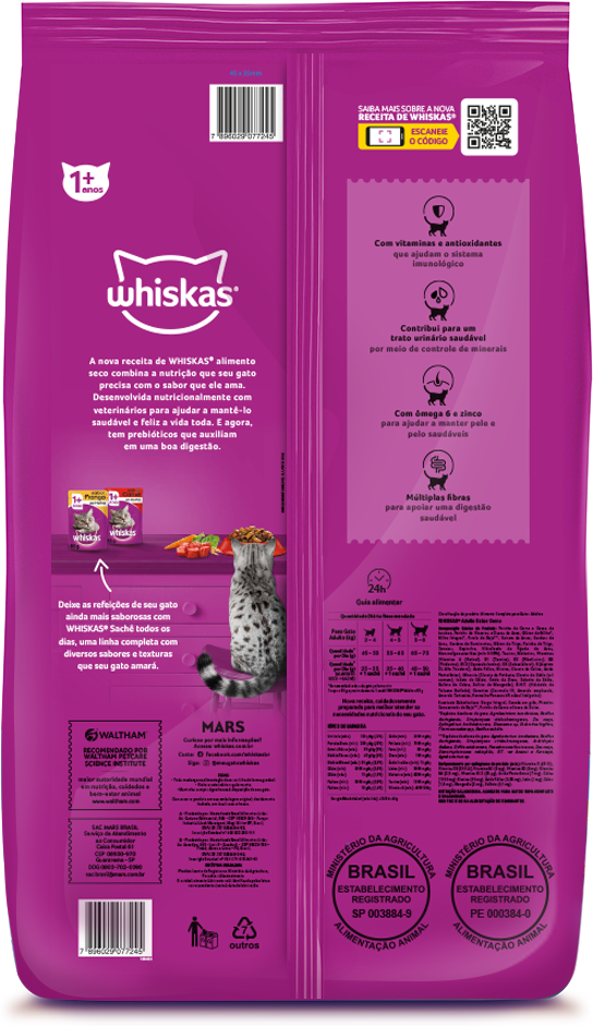Ração Whiskas Peixe para Gatos Adultos - 10,1Kg