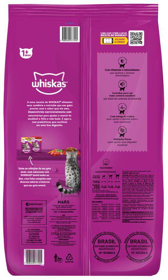 Ração Whiskas Frango para Gatos Adultos - 10,1Kg