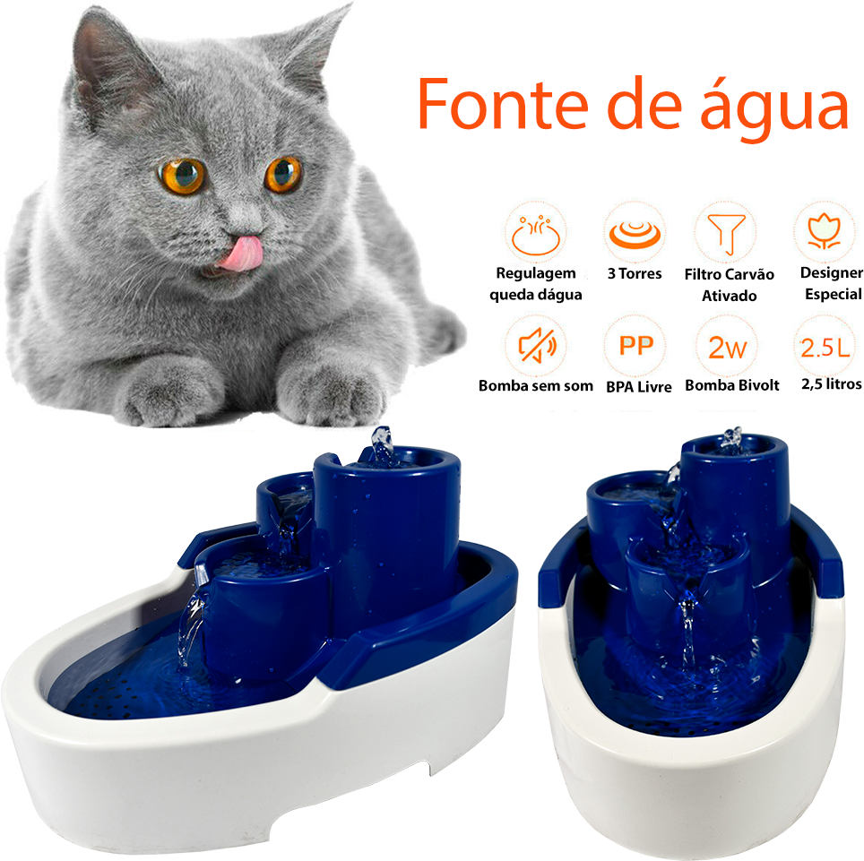 Fonte Bebedouro Duracats Azul para Cães e Gatos - Bivolt