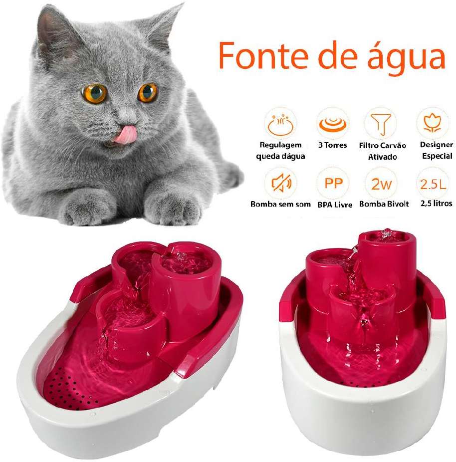 Fonte Bebedouro Duracats Rosa para Gatos - Bivolt