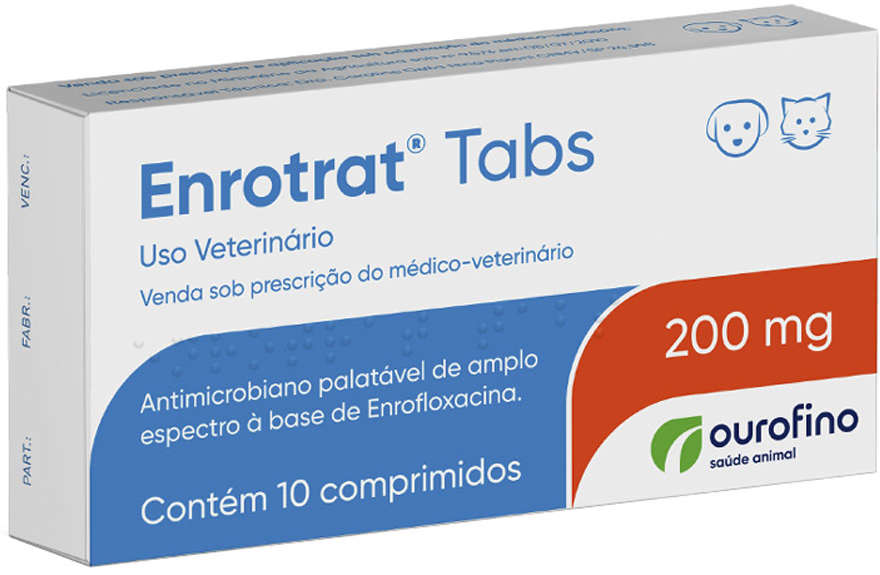 Antimicrobiano Ouro Fino Enrotrat Tabs de 10 Comprimidos - 200 mg