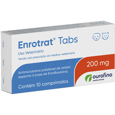 Antimicrobiano Ourofino Enrotrat Tabs de 10 Comprimidos - 200 mg