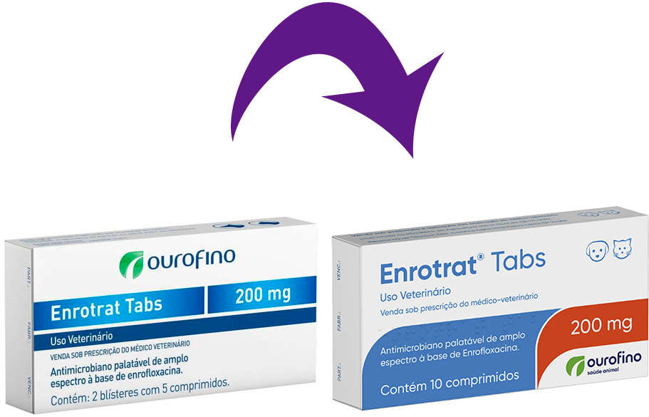 Antimicrobiano Ouro Fino Enrotrat Tabs de 10 Comprimidos - 200 mg