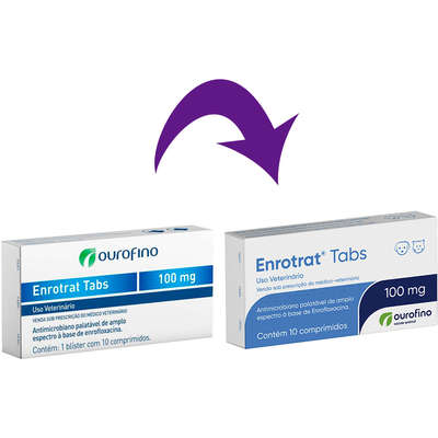 Antimicrobiano Ourofino Enrotrat Tabs de 10 Comprimidos - 100 mg
