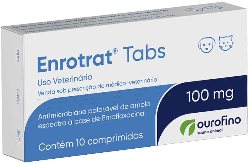 Antimicrobiano Ouro Fino Enrotrat Tabs de 10 Comprimidos - 100 mg