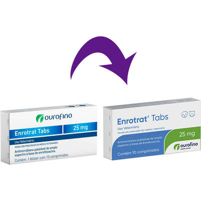 Antimicrobiano Ourofino Enrotrat Tabs de 10 Comprimidos - 25 mg