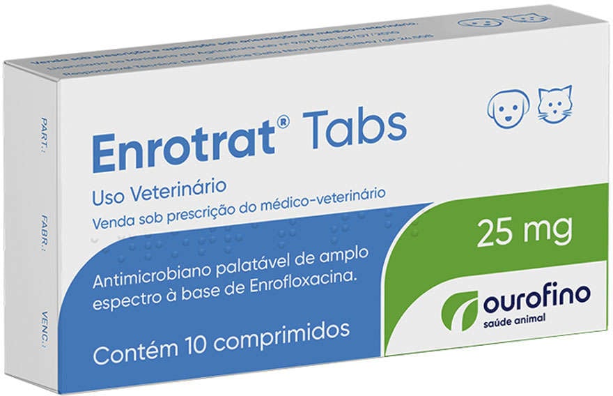 Antimicrobiano Ouro Fino Enrotrat Tabs de 10 Comprimidos - 25 mg