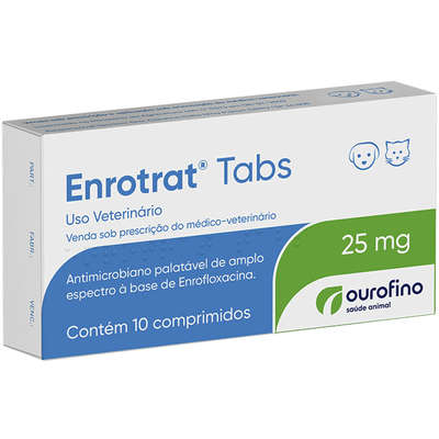 Antimicrobiano Ourofino Enrotrat Tabs de 10 Comprimidos - 25 mg