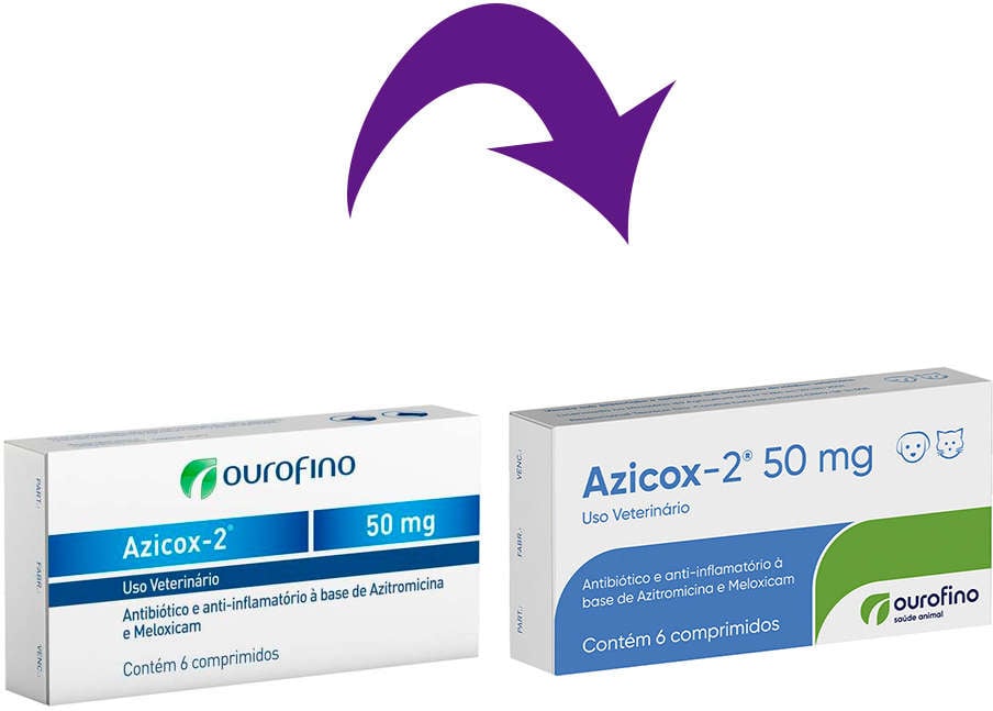 Antibiótico e Anti-inflamatório Ourofino Azicox 2 de 6 Comprimidos - 50 mg