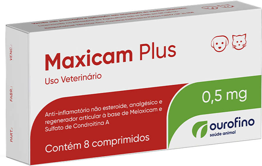 Anti-inflamatório Ourofino Maxicam Plus de 8 Comprimidos - 0,5 mg