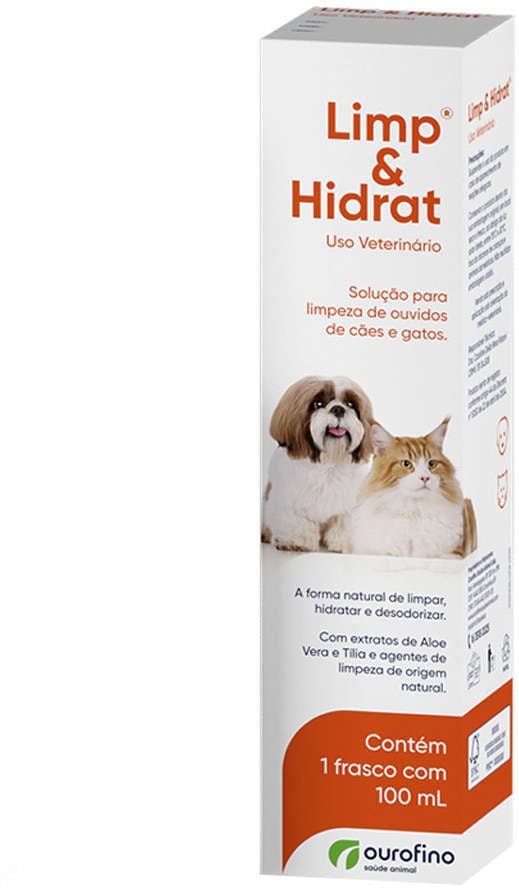 Solução Ouro Fino para Limpeza de Ouvidos Limp e Hidrat em Cães e Gatos - 100 mL