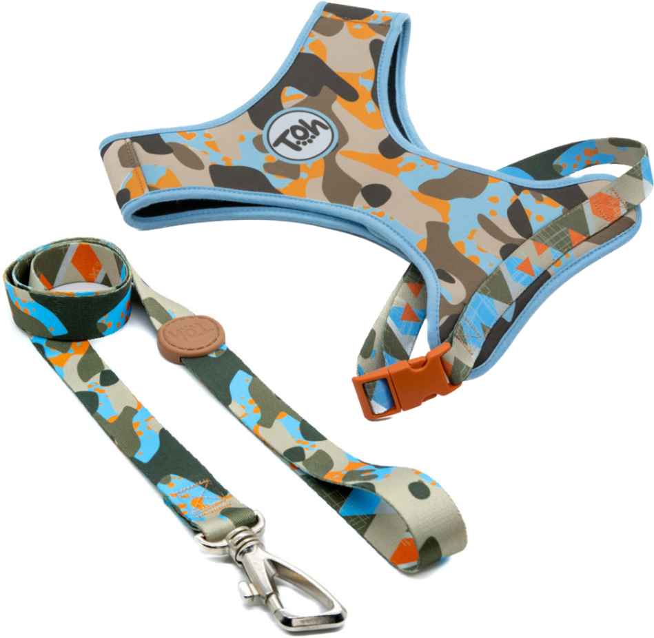 Conjunto Peitoral e Guia Toh Neoprene Oliva - Tam. M