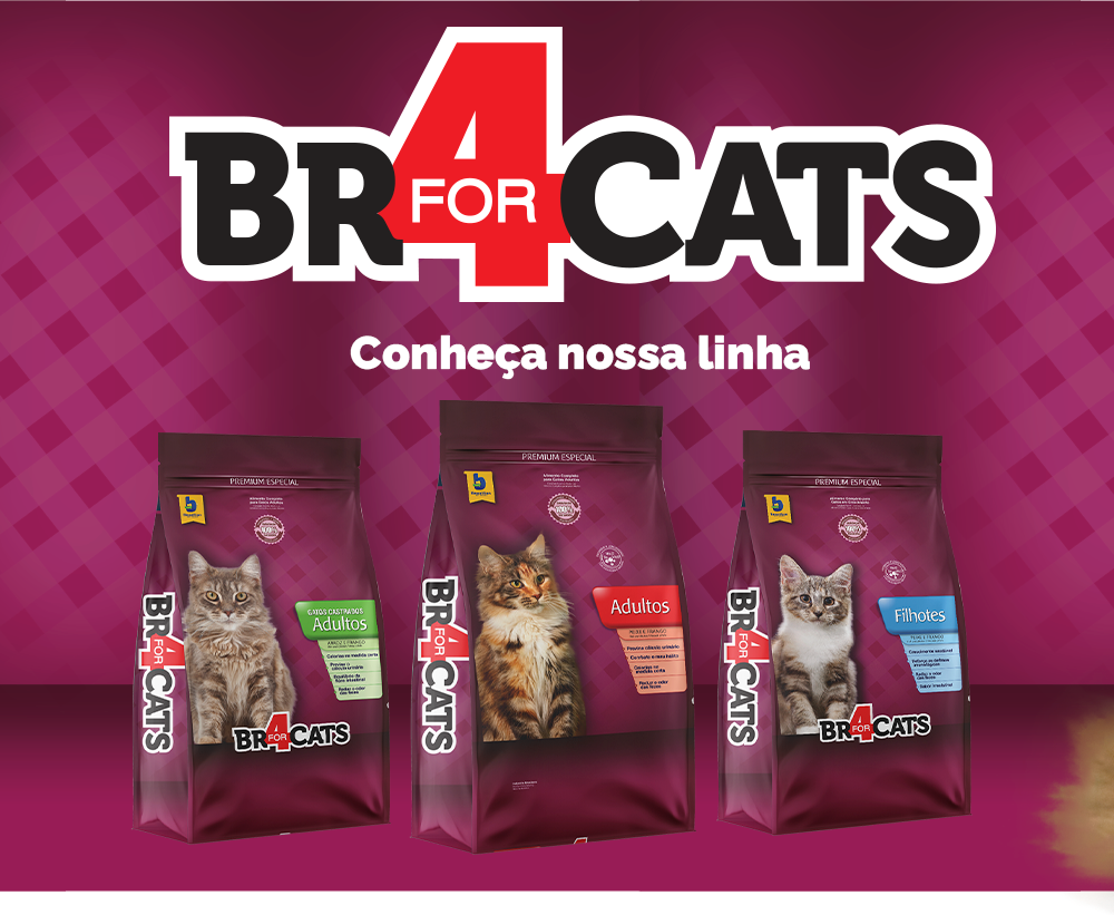Ração Seca BR4 Cats Peixe e Frango para Gatos Adultos - 3Kg