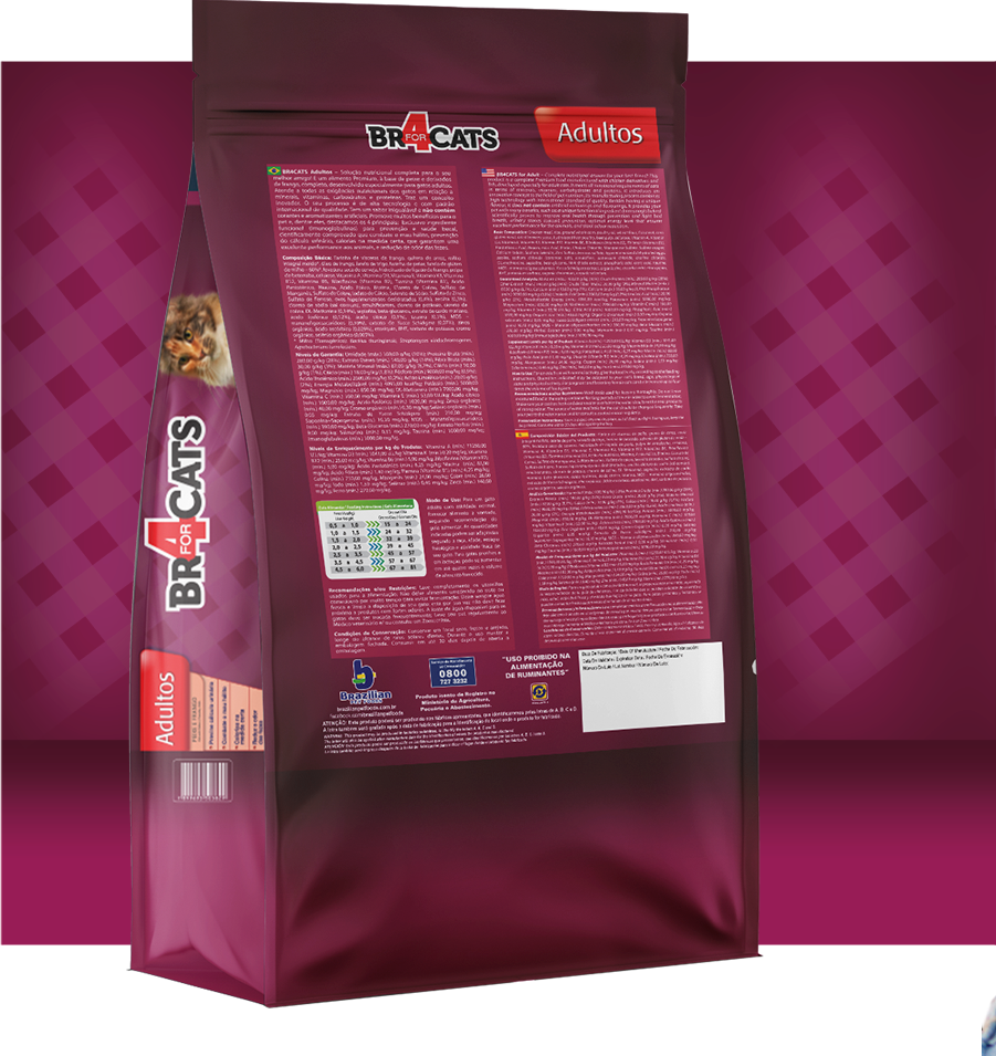 Ração Seca BR4 Cats Peixe e Frango para Gatos Adultos - 3Kg