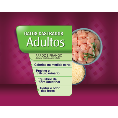Ração Seca BR4 Cats Arroz e Frango para Gatos Castrados