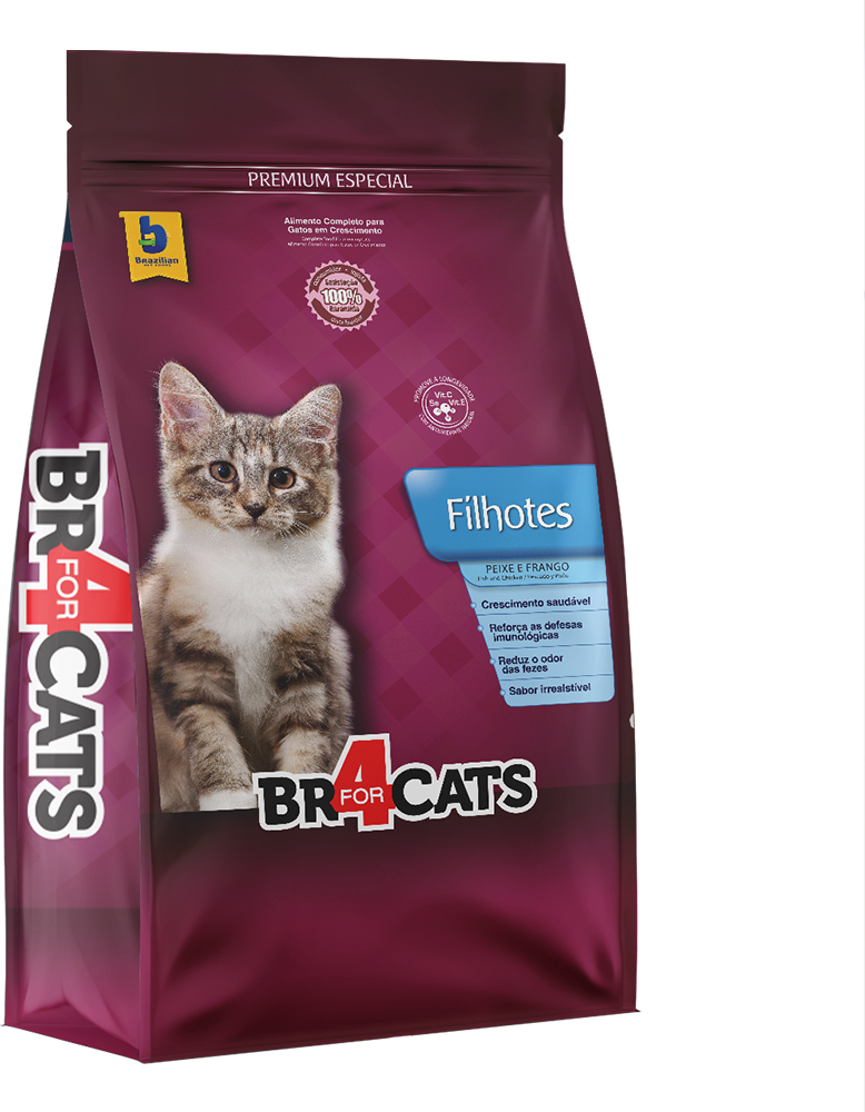 Ração Seca BR4 Cats Peixe e Frango para Gatos Filhotes - 7Kg